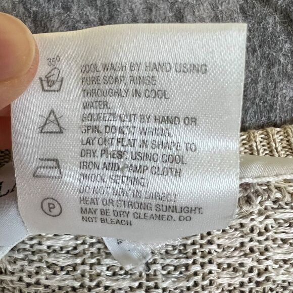 CLAN DOUGLAS Scotland Mens L Sweater Linen Silk Pullover Cream Beige Lightweight - Picture 7 of 10